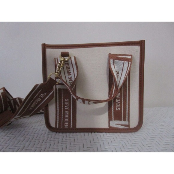 NWT Steve Madden Viral Tik Tok Bag Purse Bwebber Canvas Creme Brown - Picture 2 of 15